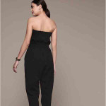 Women Midnight Black Season Staples Strapless Smocked Jumpsuit