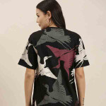 Women Black Conversational Printed Pure Cotton Oversized T-shirt
