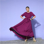 Purple Solid Styled Back A-Line Maxi Dress
