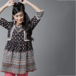 Women's Black & White Pure Cotton Printed Tunic