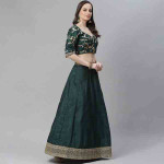 Green Art Silk Aline Lehenga