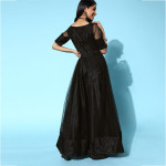 Women Classic Black Ethnic Motifs Swirling Volume Dress