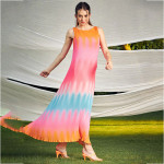 Women Pink and Blue Tie and Dye Maxi Dress