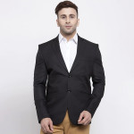 Men Black Solid Tailored-Fit Single-Breasted Blazer