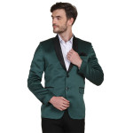 Green Solid Tuxedo Formal Blazer