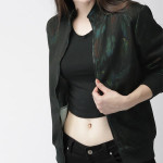 Women Black & Green Printed Bombe