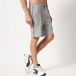 Men Grey Solid Cotton Sports Shorts