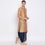 "Men Navy Blue Embroidered Dhoti "