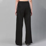 Women Black Regular Fit Solid Wide Leg Track Pants