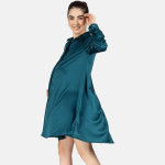 Green Satin Maternity Shirt Dress