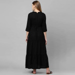 Women Black Solid Maxi Maternity Nursing Dress