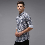 Grey Printed Casual Shirt